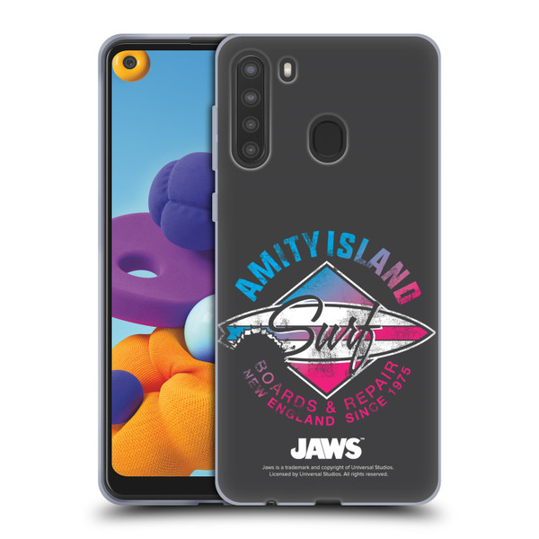 Jaws I Key Art Surf Soft Gel Case for Samsung Galaxy A21 (2020)