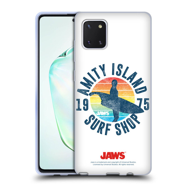 Jaws I Key Art Surf Shop Soft Gel Case for Samsung Galaxy Note10 Lite