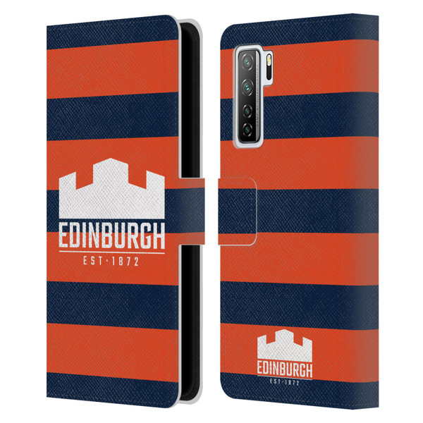 Edinburgh Rugby Graphics Stripes Leather Book Wallet Case Cover For Huawei Nova 7 SE/P40 Lite 5G
