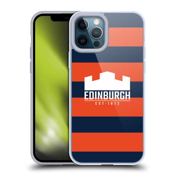 Edinburgh Rugby Graphics Stripes Soft Gel Case for Apple iPhone 12 Pro Max