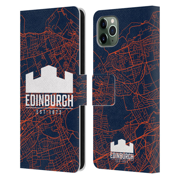 Edinburgh Rugby Graphics Map Leather Book Wallet Case Cover For Apple iPhone 11 Pro Max