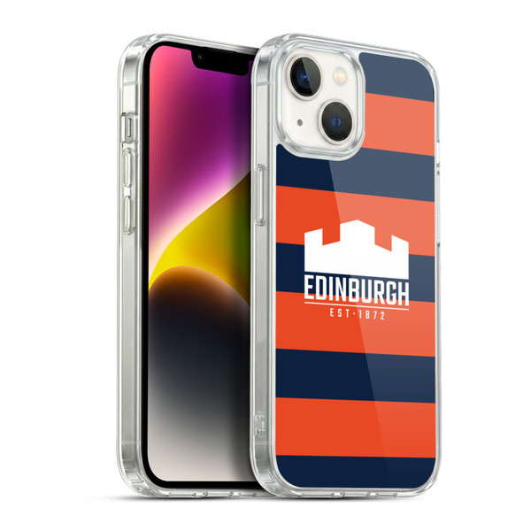 Edinburgh Rugby Graphics Stripes Soft Gel Case for Apple iPhone 14