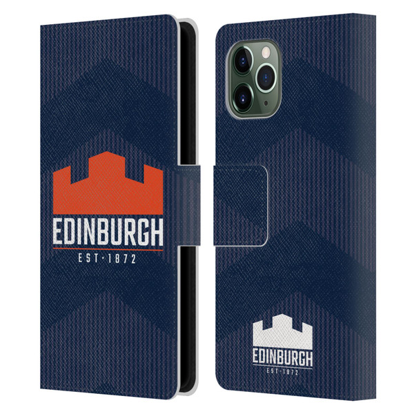 Edinburgh Rugby Graphics Lines Leather Book Wallet Case Cover For Apple iPhone 11 Pro