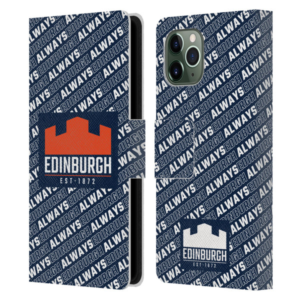 Edinburgh Rugby Graphics Logo Pattern Leather Book Wallet Case Cover For Apple iPhone 11 Pro