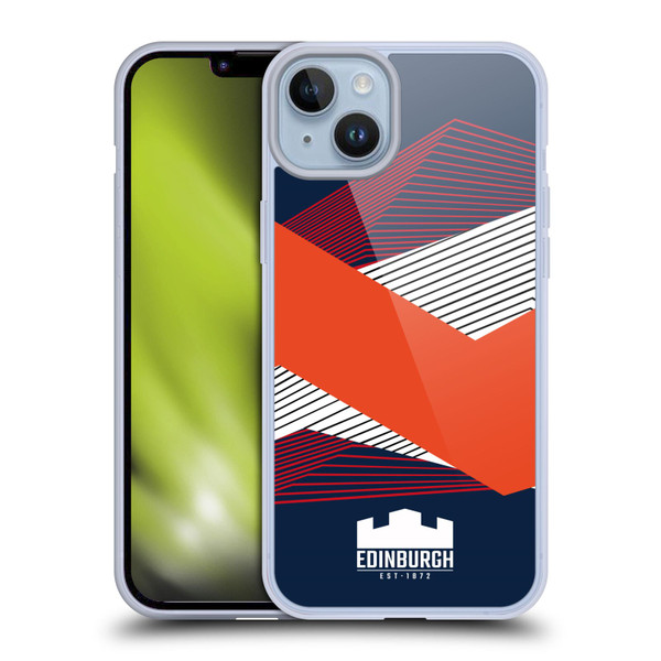 Edinburgh Rugby Graphics Shapes Soft Gel Case for Apple iPhone 14 Plus