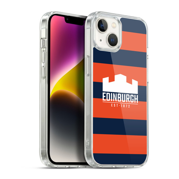 Edinburgh Rugby Graphics Stripes Soft Gel Case for Apple iPhone 14 Plus & MagSafe