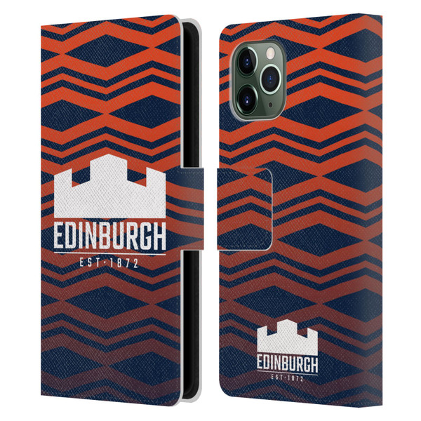 Edinburgh Rugby Graphics Pattern Gradient Leather Book Wallet Case Cover For Apple iPhone 11 Pro