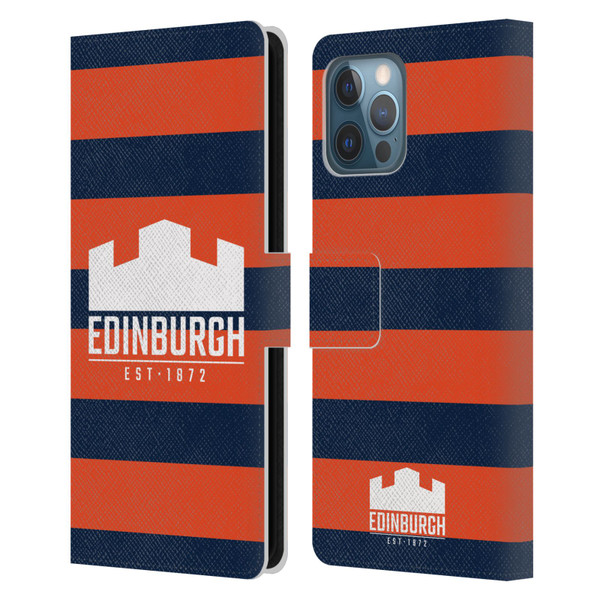 Edinburgh Rugby Graphics Stripes Leather Book Wallet Case Cover For Apple iPhone 12 Pro Max