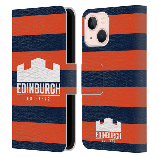 Edinburgh Rugby Graphics Stripes Leather Book Wallet Case Cover For Apple iPhone 13 Mini