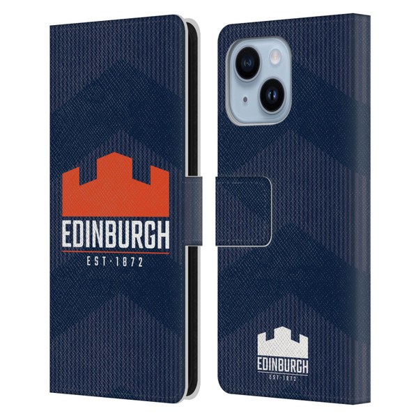 Edinburgh Rugby Graphics Lines Leather Book Wallet Case Cover For Apple iPhone 14 Plus