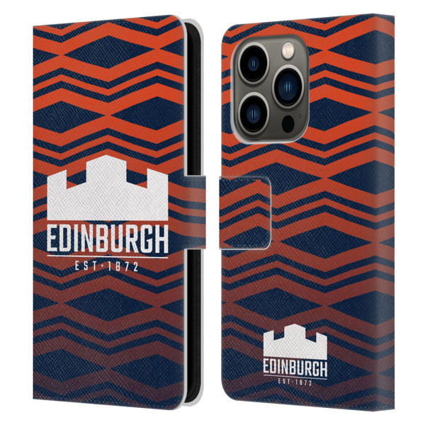 Edinburgh Rugby Graphics Pattern Gradient Leather Book Wallet Case Cover For Apple iPhone 14 Pro