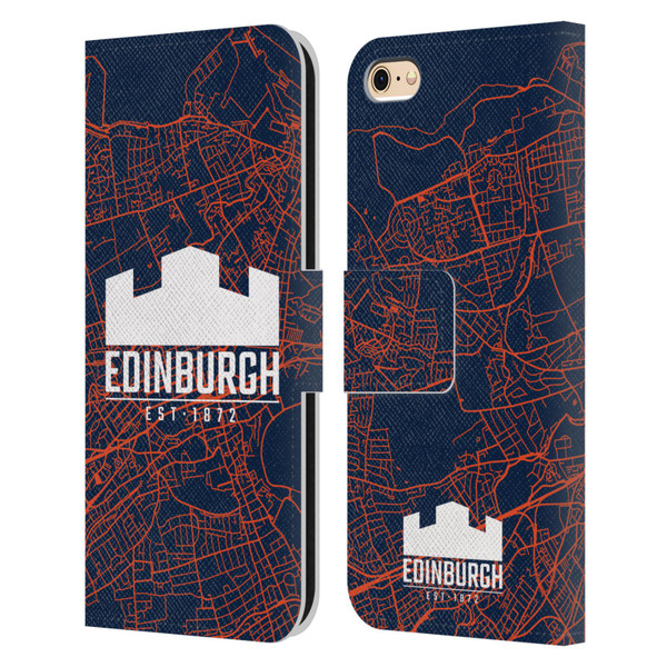 Edinburgh Rugby Graphics Map Leather Book Wallet Case Cover For Apple iPhone 6 / iPhone 6s