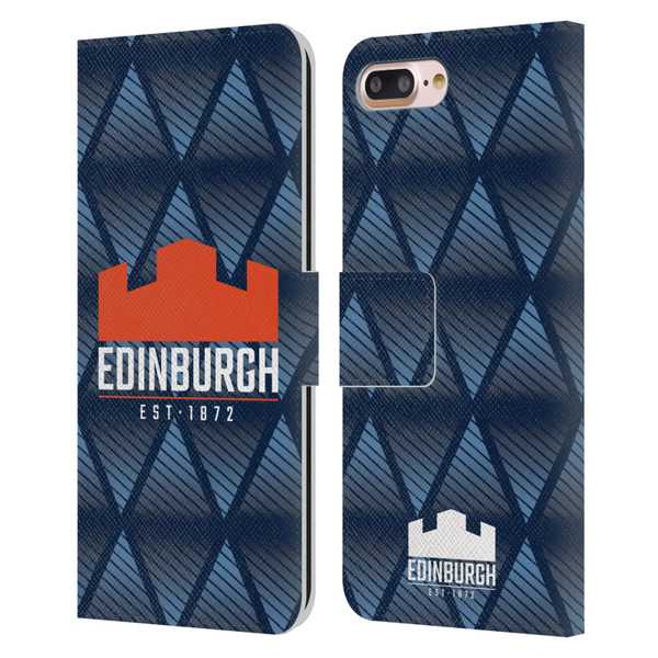 Edinburgh Rugby Graphics Pattern Leather Book Wallet Case Cover For Apple iPhone 7 Plus / iPhone 8 Plus