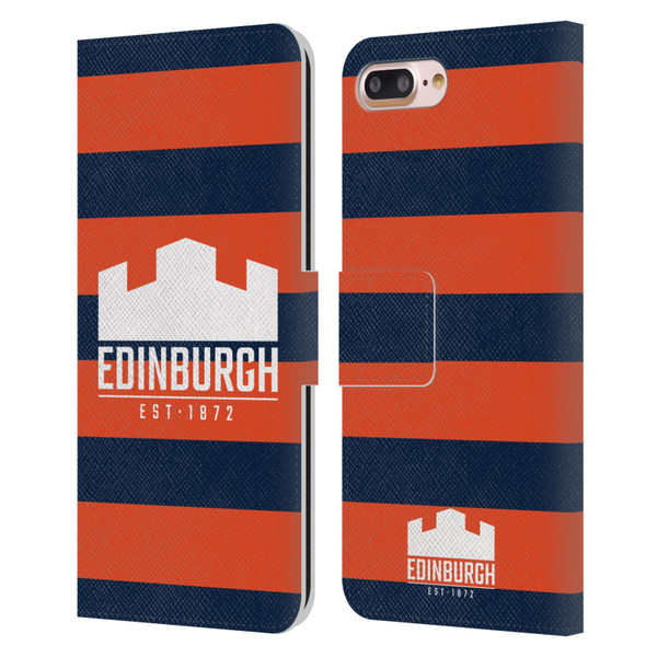 Edinburgh Rugby Graphics Stripes Leather Book Wallet Case Cover For Apple iPhone 7 Plus / iPhone 8 Plus