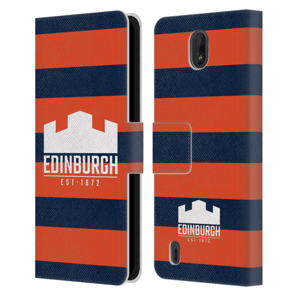 Edinburgh Rugby Graphics Stripes Leather Book Wallet Case Cover For Nokia C01 Plus/C1 2nd Edition
