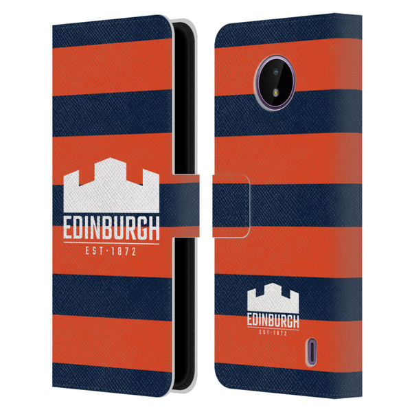 Edinburgh Rugby Graphics Stripes Leather Book Wallet Case Cover For Nokia C10 / C20