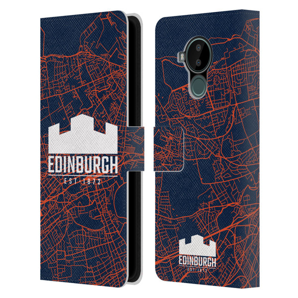 Edinburgh Rugby Graphics Map Leather Book Wallet Case Cover For Nokia C30