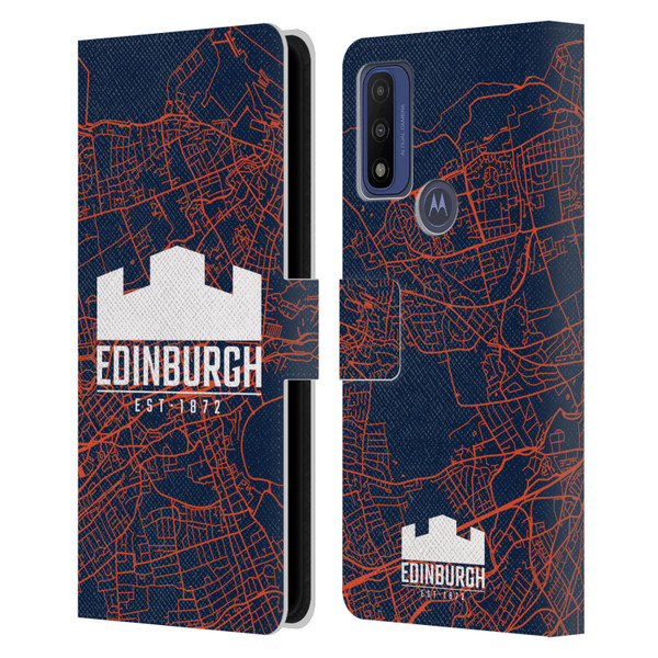 Edinburgh Rugby Graphics Map Leather Book Wallet Case Cover For Motorola G Pure