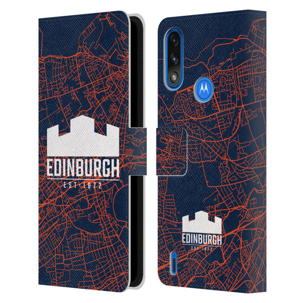 Edinburgh Rugby Graphics Map Leather Book Wallet Case Cover For Motorola Moto E7 Power / Moto E7i Power