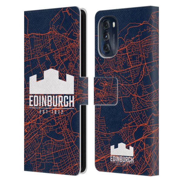 Edinburgh Rugby Graphics Map Leather Book Wallet Case Cover For Motorola Moto G (2022)