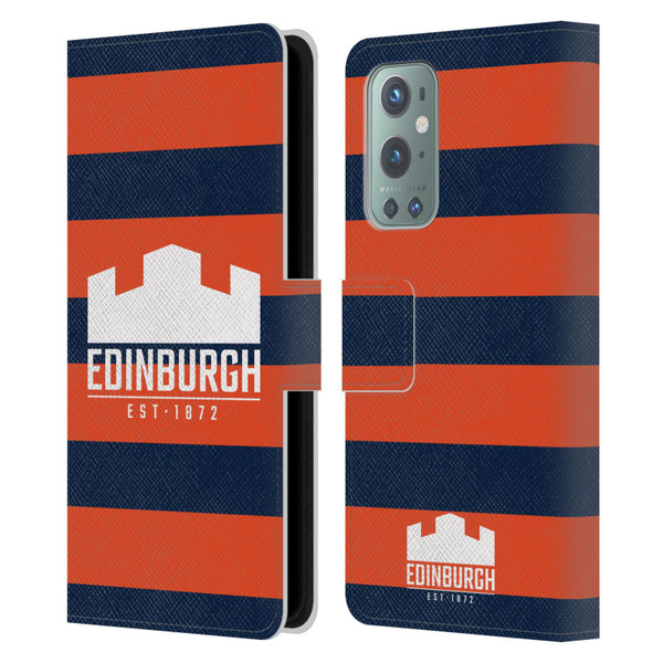 Edinburgh Rugby Graphics Stripes Leather Book Wallet Case Cover For OnePlus 9