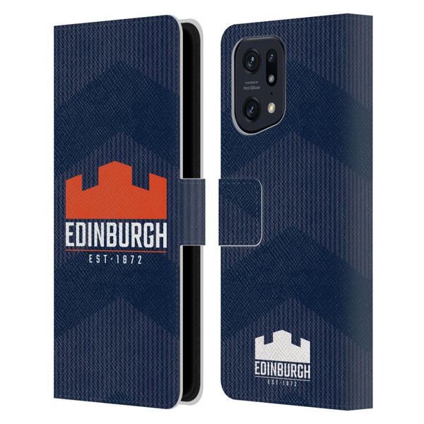 Edinburgh Rugby Graphics Lines Leather Book Wallet Case Cover For OPPO Find X5
