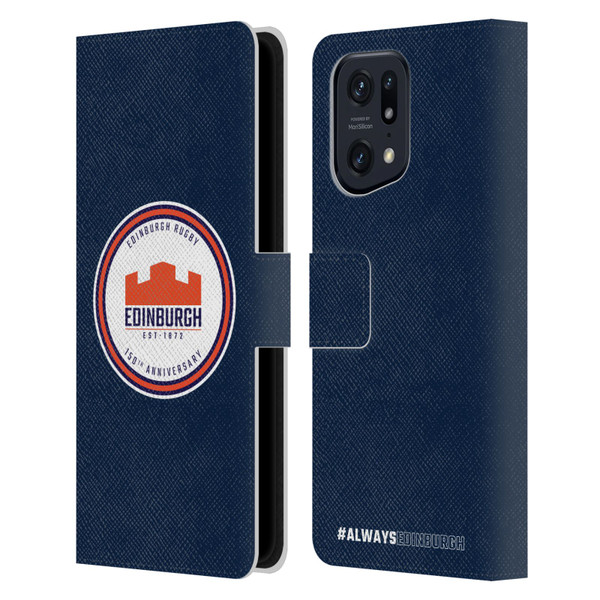 Edinburgh Rugby Graphics 150th Logo Leather Book Wallet Case Cover For OPPO Find X5 Pro