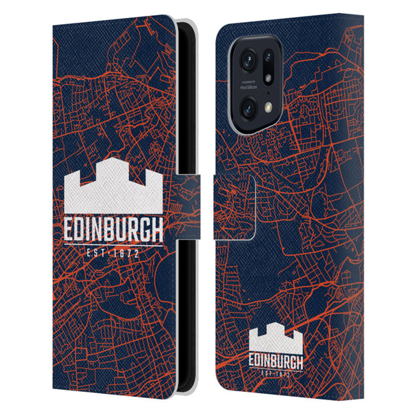 Edinburgh Rugby Graphics Map Leather Book Wallet Case Cover For OPPO Find X5 Pro