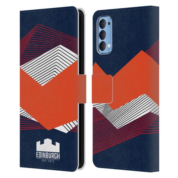 Edinburgh Rugby Graphics Shapes Leather Book Wallet Case Cover For OPPO Reno 4 5G