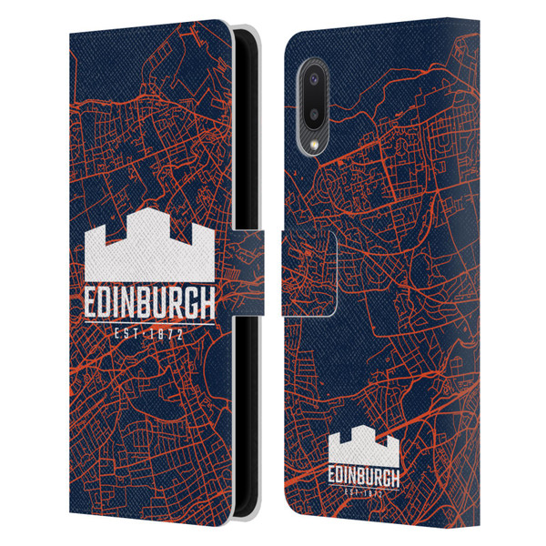 Edinburgh Rugby Graphics Map Leather Book Wallet Case Cover For Samsung Galaxy A02/M02 (2021)