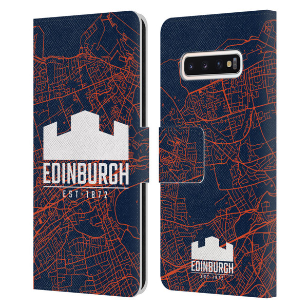 Edinburgh Rugby Graphics Map Leather Book Wallet Case Cover For Samsung Galaxy S10