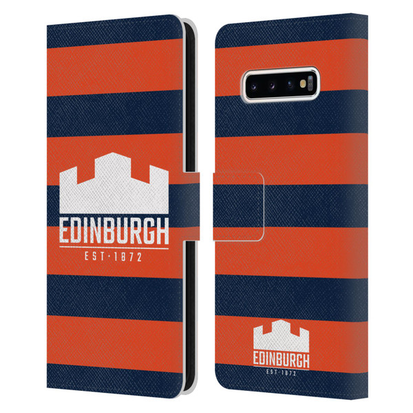 Edinburgh Rugby Graphics Stripes Leather Book Wallet Case Cover For Samsung Galaxy S10+ / S10 Plus