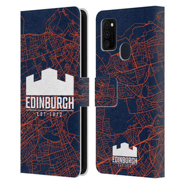 Edinburgh Rugby Graphics Map Leather Book Wallet Case Cover For Samsung Galaxy M30s (2019)/M21 (2020)