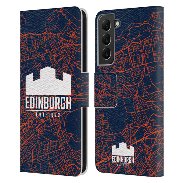 Edinburgh Rugby Graphics Map Leather Book Wallet Case Cover For Samsung Galaxy S22+ 5G