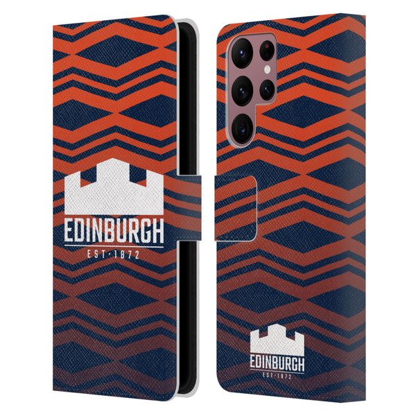 Edinburgh Rugby Graphics Pattern Gradient Leather Book Wallet Case Cover For Samsung Galaxy S22 Ultra 5G