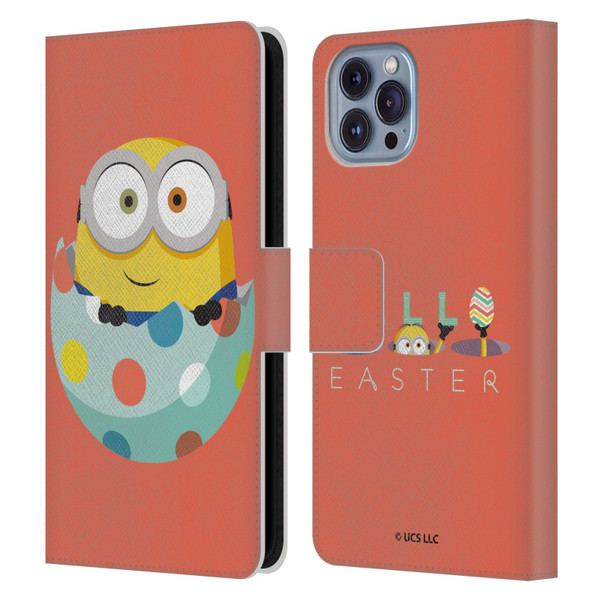 Minions Rise of Gru(2021) Easter 2021 Bob Egg Leather Book Wallet Case Cover For Apple iPhone 14