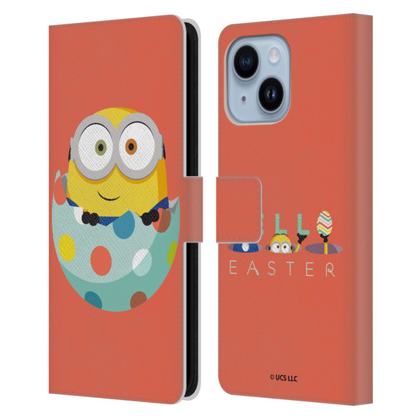 Minions Rise of Gru(2021) Easter 2021 Bob Egg Leather Book Wallet Case Cover For Apple iPhone 14 Plus