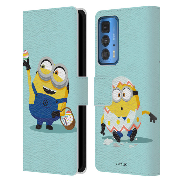 Minions Rise of Gru(2021) Easter 2021 Bob Egg Hunt Leather Book Wallet Case Cover For Motorola Edge 20 Pro
