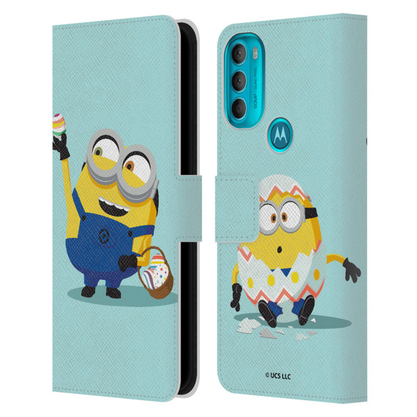 Minions Rise of Gru(2021) Easter 2021 Bob Egg Hunt Leather Book Wallet Case Cover For Motorola Moto G71 5G