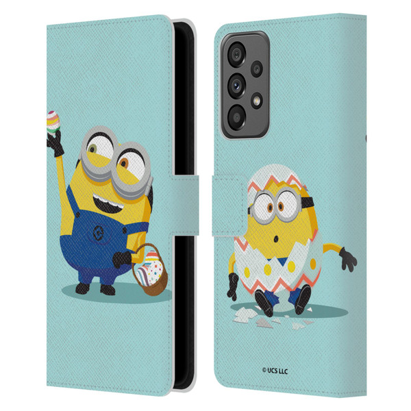 Minions Rise of Gru(2021) Easter 2021 Bob Egg Hunt Leather Book Wallet Case Cover For Samsung Galaxy A73 5G (2022)