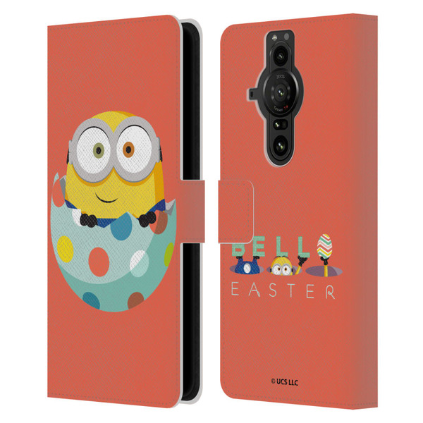 Minions Rise of Gru(2021) Easter 2021 Bob Egg Leather Book Wallet Case Cover For Sony Xperia Pro-I