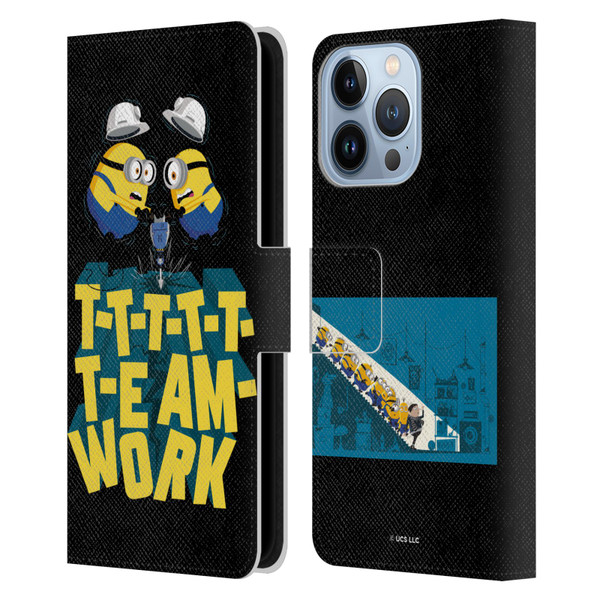Minions Rise of Gru(2021) Graphics Teamwork Leather Book Wallet Case Cover For Apple iPhone 13 Pro
