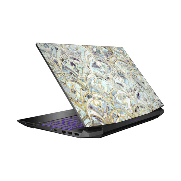 Micklyn Le Feuvre Marble Patterns Pale Bright Mint And Sage Art Deco Marbling Vinyl Sticker Skin Decal Cover for HP Pavilion 15.6" 15-dk0047TX