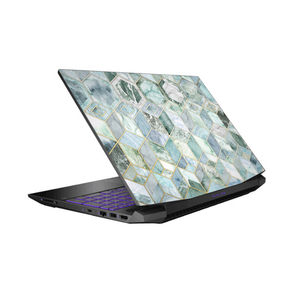 Micklyn Le Feuvre Marble Patterns Jade Honeycomb Vinyl Sticker Skin Decal Cover for HP Pavilion 15.6" 15-dk0047TX