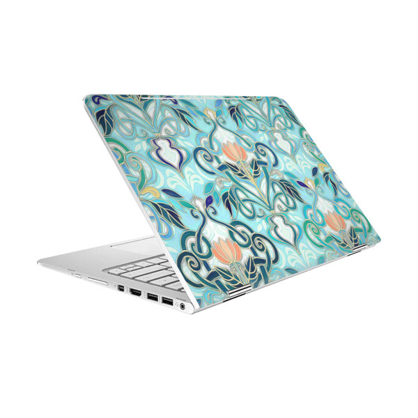 Micklyn Le Feuvre Patterns 2 Ocean Aqua Art Nouveau With Peach Flowers Vinyl Sticker Skin Decal Cover for HP Spectre Pro X360 G2