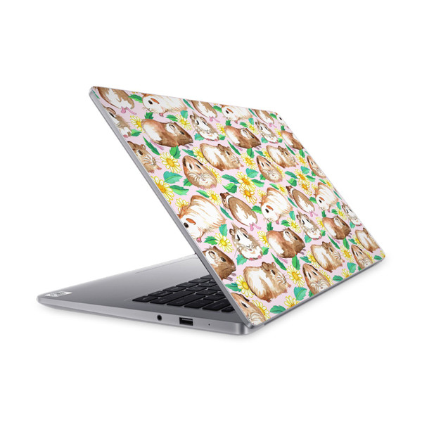 Micklyn Le Feuvre Patterns 2 Guinea Pigs And Daisies In Watercolour On Pink Vinyl Sticker Skin Decal Cover for Xiaomi Mi NoteBook 14 (2020)