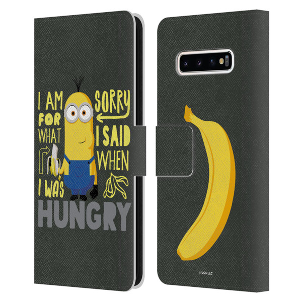 Minions Rise of Gru(2021) Humor Hungry Leather Book Wallet Case Cover For Samsung Galaxy S10+ / S10 Plus