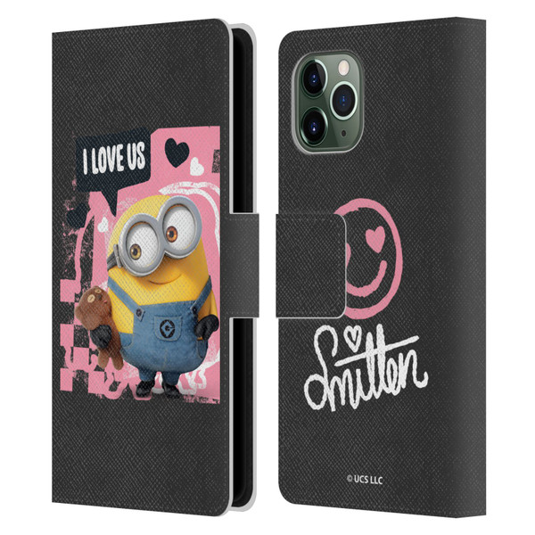Minions Rise of Gru(2021) Valentines 2021 Bob Loves Bear Leather Book Wallet Case Cover For Apple iPhone 11 Pro