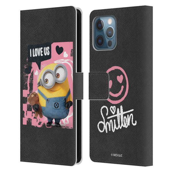 Minions Rise of Gru(2021) Valentines 2021 Bob Loves Bear Leather Book Wallet Case Cover For Apple iPhone 12 Pro Max