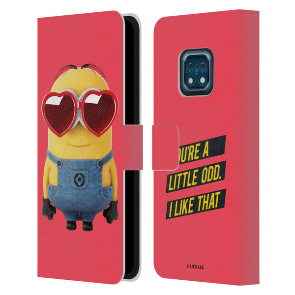 Minions Rise of Gru(2021) Valentines 2021 Heart Glasses Leather Book Wallet Case Cover For Nokia XR20